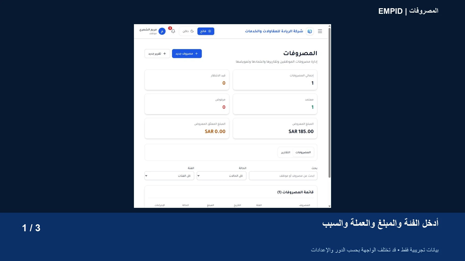 دليل المصروفات