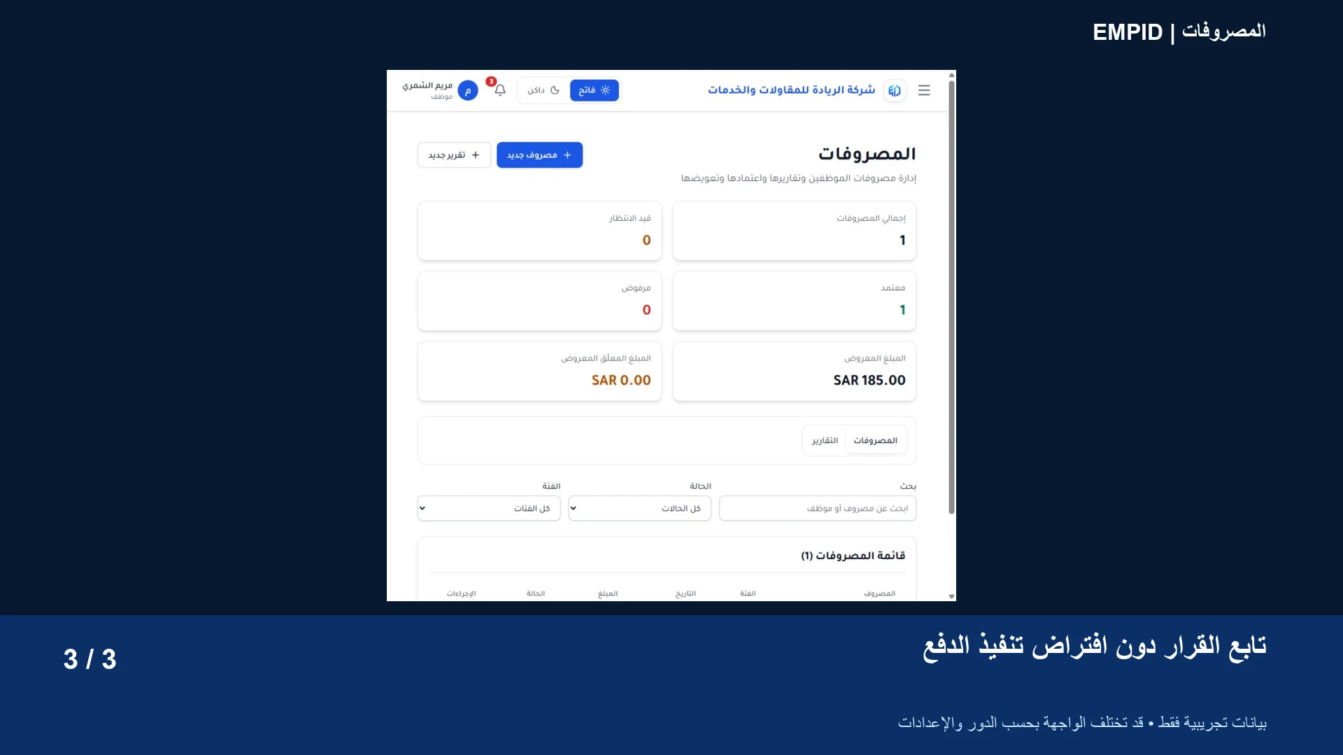 المصروفات: تابع القرار دون افتراض تنفيذ الدفع